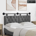 Viseće uzglavlje kreveta Tamnosiva Tkanina - Tamnosiva 140 cm s LED sv
