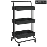 Kuhinjska kolica s 3 razine crna 42x35x85 cm željezo i ABS - Crna