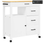 Kuhinjska kolica MONZA 84 x 40 x 88,5 cm bijela od masivne borovine -