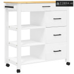 Kuhinjska kolica MONZA 84 x 40 x 88,5 cm bijela od masivne borovine -