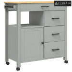 Kuhinjska kolica MONZA 84 x 40 x 88,5 cm siva od masivne borovine - Si