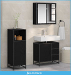 Set namještaja za kupaonicu 3 pcs Crni hrast Konstruirano drvo - NOVO