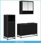 Set namještaja za kupaonicu 3 pcs Crni hrast Konstruirano drvo - NOVO