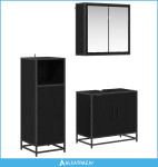 Set namještaja za kupaonicu 3 pcs Crni hrast Konstruirano drvo - NOVO