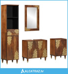 set namještaja za kupaonicu od 4 komada od čvrstog drveta manga - NOVO