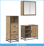Set namještaja za kupaonicu s ladicama 3 pcs Umjetnički hrast - NOVO