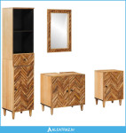 Set ormarića za kupaonicu s ladicama 4 pcs Čvrsto drvo manga - NOVO