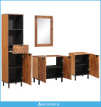 Setovi za kupaonicu 4 pcs Acacia smeđi finiš Čvrsto drvo manga - NOVO