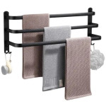 Vilde zidni držač za ručnike 60 cm, 3 prečke + 4 kukice, aluminij – cr