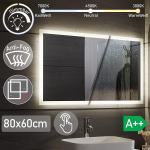Kupaonsko ogledalo s LED osvjetljenjem anti-fog 80x 60 cm