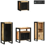Set namještaja za kupaonicu 4 kom. Smeđa i crna 40 x 35 x 90 cm - masi