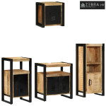 Set namještaja za kupaonicu 4 kom. Smeđa i crna 55 x 35 x 60 cm - masi