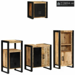 Set namještaja za kupaonicu 4 kom. Smeđa i crna 55 x 35 x 60 cm - masi