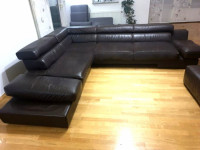 VELIKA KUTNA KOŽNA SJEDEĆA GARNITURA, LEŽAJ, TABURE, "L" (U) - FORMA