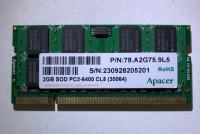 2GB APACER SOD PC2-6400 CL5 PN: 76.A2G75.9L5