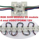 RGB 5050 MODULI 20 modula 4 smd po modulu vodotporni 12V