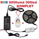 RGB LED traka 5m 5050smd +RF daljinski 18A na dodir+NAPAJANJE KOMPLET