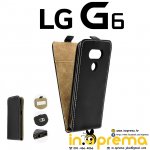 LG G6 G-6 G 6 maska preklopna flip kožna crna + LG kaljeno staklo