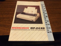 USER MANUAL HIGHSCREEN MP 24BB MATRIX PRINTER 1989.