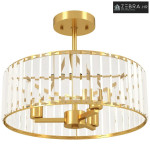 Stropna lampa, dizajn lustera, kristalno sjenilo, 3 žarulje, metal, zl