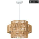 Viseća lampa, abažur s 3 razine, metal, konoplja, svijetlosmeđa
