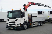 Scania P 410 6x2 PALFINGER PK 24 001 / kamion s ravnom platformom