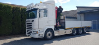 Scania R580 - Flatbed + crane 8x4