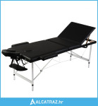 Crni sklopivi masažni trodijelni stol s aluminijskim okvirom - NOVO