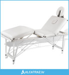 Krem bijeli sklopivi masažni četvorodijelni stol s aluminijskim okviro