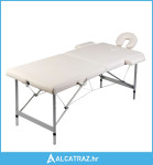 Krem bijeli sklopivi stol za masažu 2 zone i aluminijski okvir - NOVO