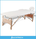 Krem bijeli sklopivi stol za masažu s 2 zone i drvenim okvirom - NOVO