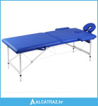 Plavi sklopivi stol za masažu s 2 zone i aluminijskim okvirom - NOVO