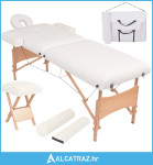 Set sklopivog dvodijelnog masažnog stola 10 cm i stolca bijeli - NOVO