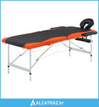 Sklopivi masažni stol s 2 zone aluminijski crno-narančasti - NOVO