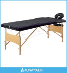 Sklopivi masažni stol s 3 zone drveni crno-ljubičasti - NOVO