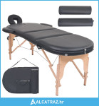 Sklopivi masažni stol debljine 10 cm s 2 jastučića ovalni crni - NOVO