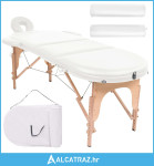Sklopivi masažni stol debljine 4 cm s 2 jastučića ovalni bijeli - NOVO