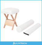 Sklopivi masažni stolac sa sjedalom od 12 cm i 2 jastuka bijeli - NOVO