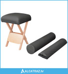 Sklopivi masažni stolac sa sjedalom od 12 cm i 2 jastuka crni - NOVO
