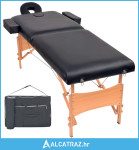 Sklopivi stol za masažu s 2 zone debljina 10 cm crni - NOVO