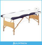 Sklopivi stol za masažu s 2 zone drveni bijelo-ljubičasti - NOVO