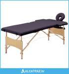 Sklopivi stol za masažu s 2 zone drveni ljubičasti - NOVO