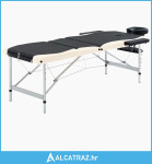 Sklopivi stol za masažu s 3 zone aluminijski crni i bež - NOVO