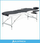 Sklopivi stol za masažu s 3 zone aluminijski crno-bijeli - NOVO