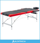 Sklopivi stol za masažu s 3 zone aluminijski crno-crveni - NOVO
