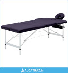 Sklopivi stol za masažu s 3 zone aluminijski ljubičasti - NOVO