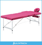Sklopivi stol za masažu s 3 zone aluminijski ružičasti - NOVO