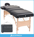 Sklopivi stol za masažu s 3 zone debljina 10 cm crni - NOVO