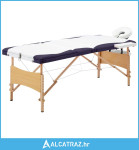 Sklopivi stol za masažu s 3 zone drveni bijelo-ljubičasti - NOVO