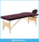 Sklopivi stol za masažu s 3 zone drveni ljubičasta boja vina - NOVO